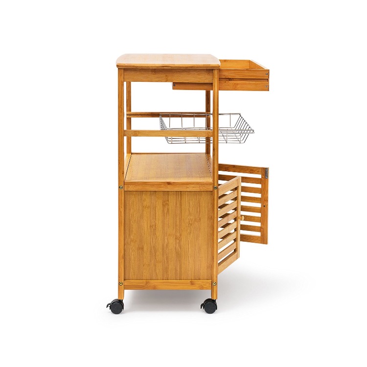bamboo kitchen trolley have rotate wheels