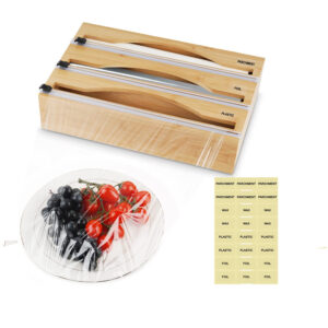 Bamboo Plastic Wrap Dispenser with Cutter